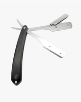 Eco-Razor Black Wood Straight Edge Razor w/ Faux Leather Sleeve Pouch